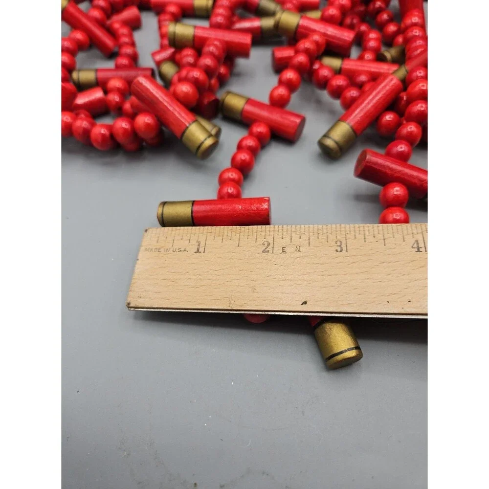 Christmas Shotgun Shells Garland Red Hunt 8' Strands Lot Of 3 Total 24' Wooden